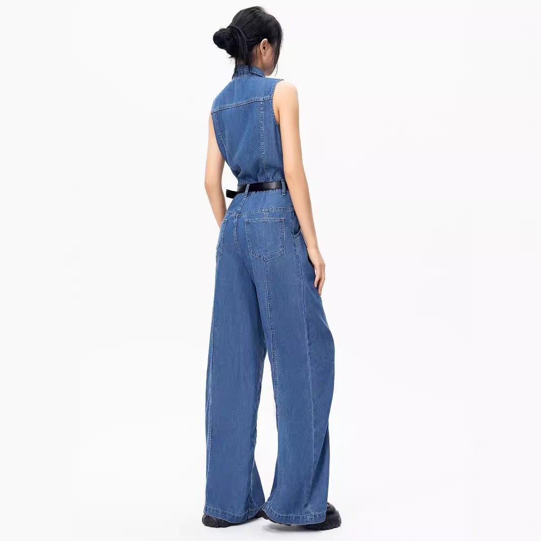 Denim Jumpsuit Women's Summer French Style Temperament Slimming Chic High-end Sense