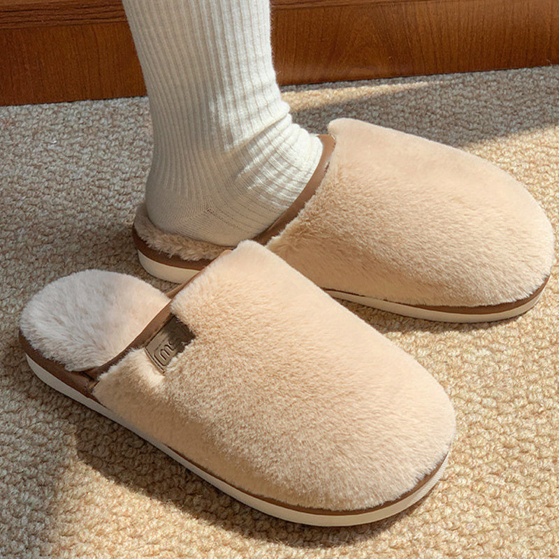 Winter Plush Slippers Warm Solid House Shoes Non-slip Bedroom Floor Home Slipper For Women Men