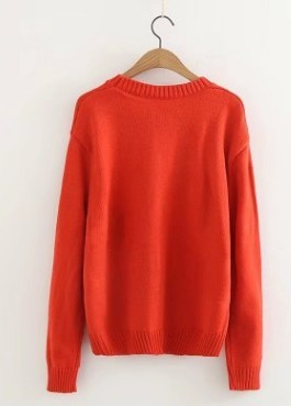 Tangerine hamburger collar woolen sweater