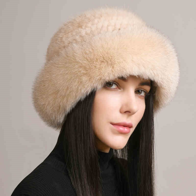 Mink Hair Hat Lady Braided Fur Winter Winter