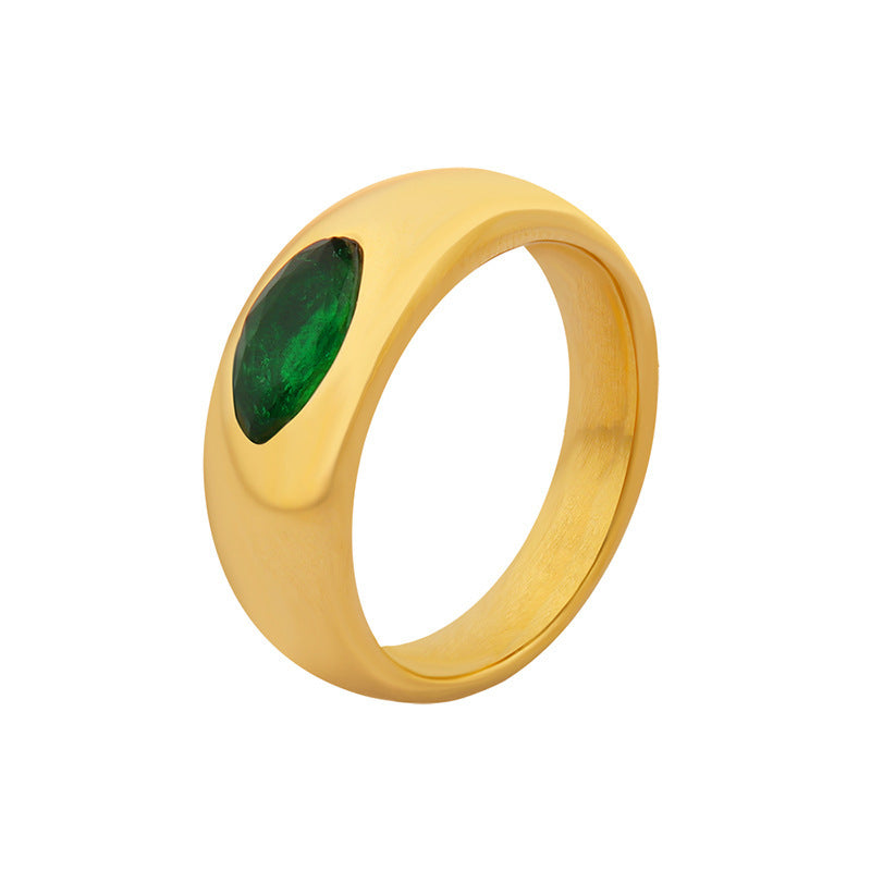 Style Vintage Inlaid Emerald Zircon Ring For Women