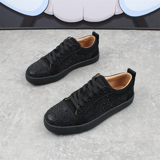 Men's Rhinestone Red Bottom Low-top Comfortable Breathable Fashion Sneakers