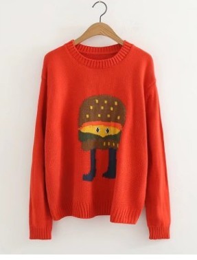 Tangerine hamburger collar woolen sweater