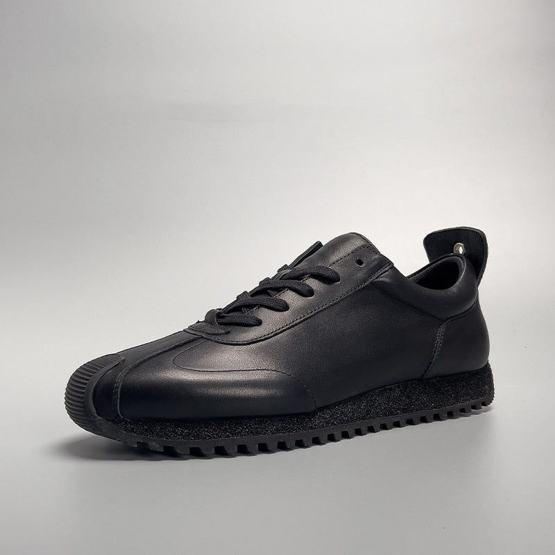 Simple Black Cowhide Casual Men's Genuine Leather Shoes