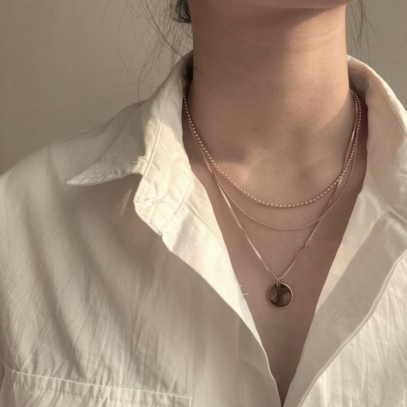 Trendy Disc Multilayer Chain Pendant Collar Necklace