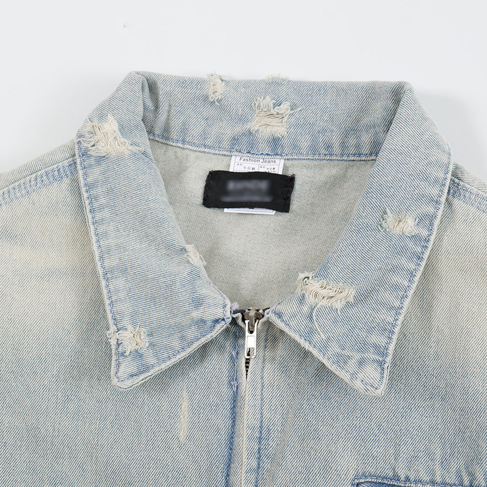 Punk Worn Out Denim Clothes Jacket Men