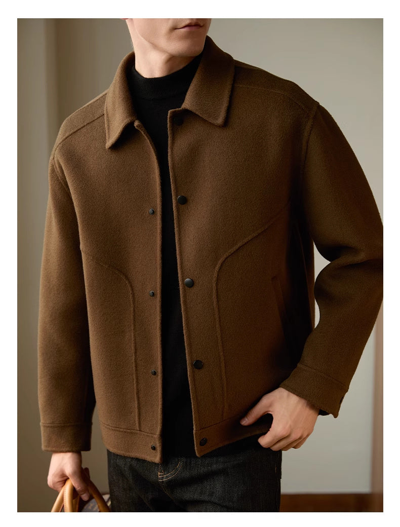 Men's Woolen Coat Autumn And Winter High Sense Double-faced Woolen Goods Polo Collar Jacket