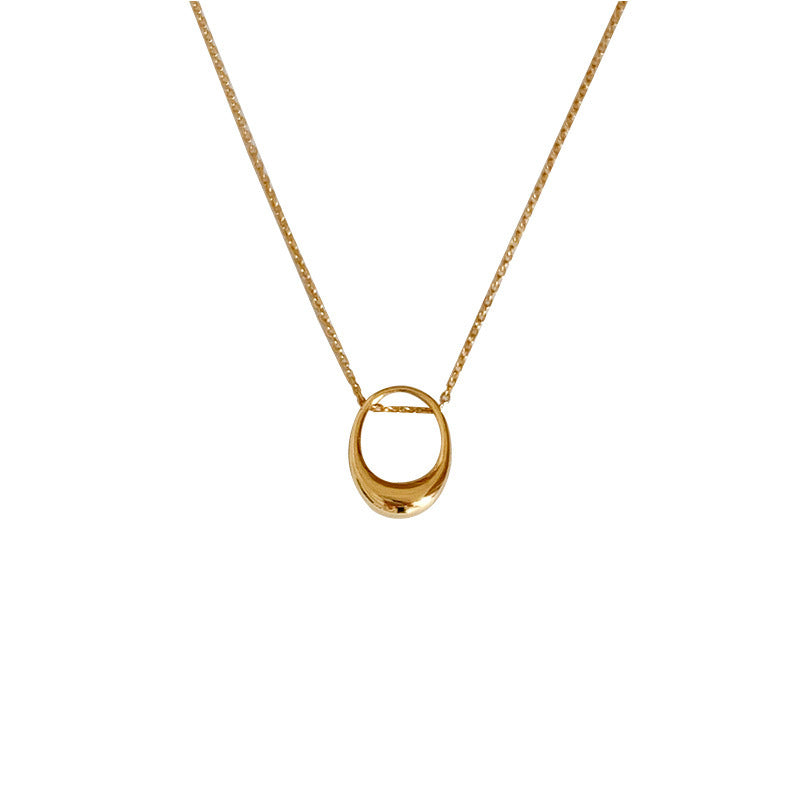 Ring Metal Pendant Necklace Female Simple Temperament Fashion Golden Clavicle Chain