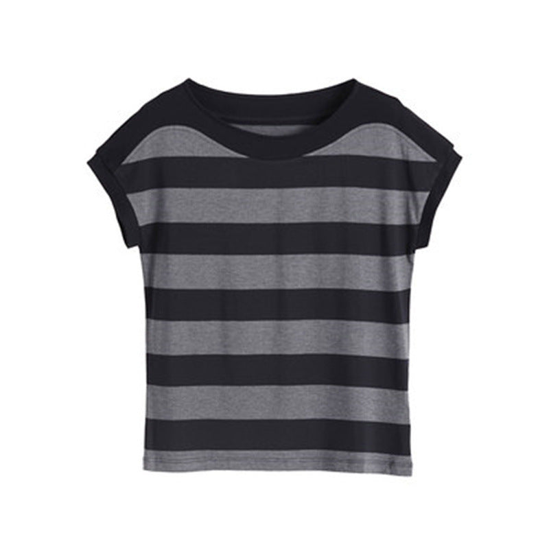 Striped Loose Short-sleeved T-shirt For Women