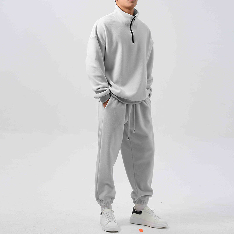 Sports Suit Men's Wide Loose Fleece Long Sleeve Casual Sweatshirt Sweatpants