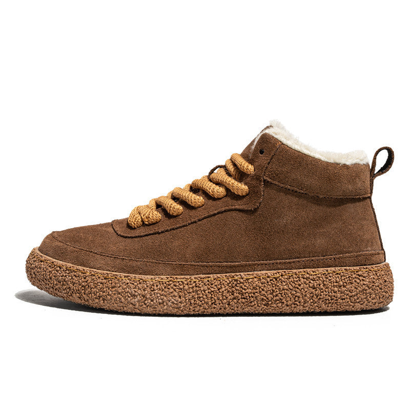 Men's Platform Mid-top Casual Suede Skate Shoes