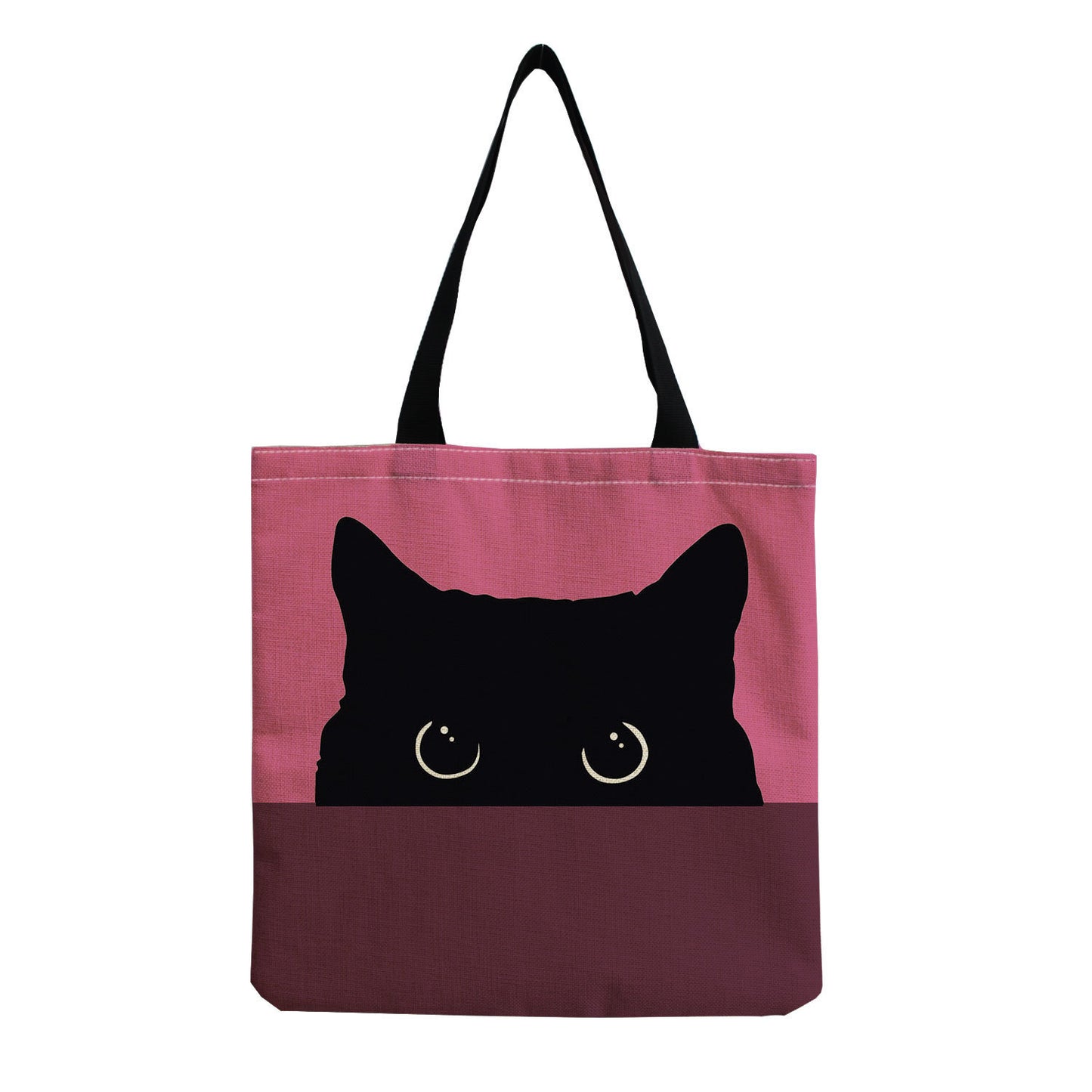 Color Matching Cat Cotton And Linen Shopping Bag Cartoon Women's Shoulder Handbag