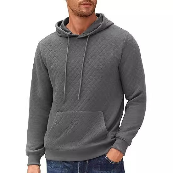 Men's Hooded Long-sleeved Sweater Quilted