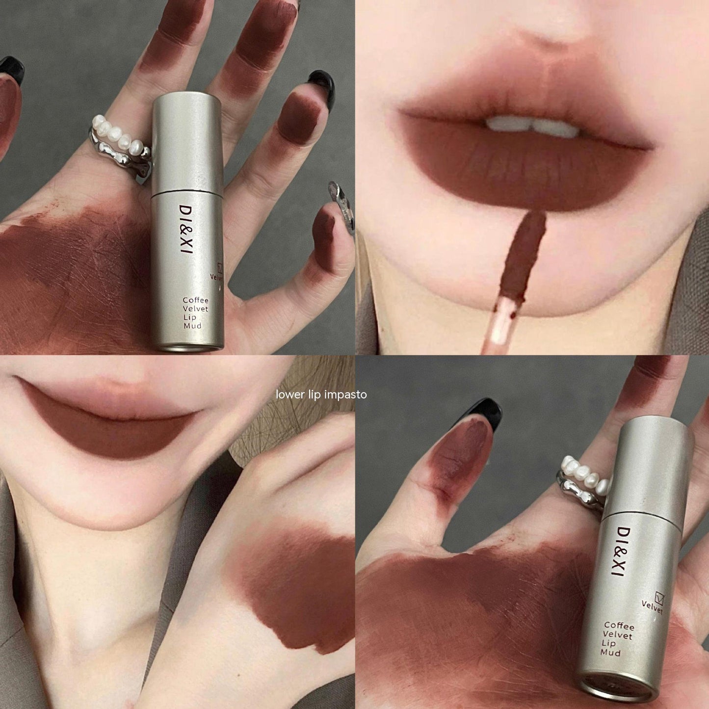 Small Silver Tube Matte Lip Gloss Velvet White Lip Mud Low Saturation Milk Tea Lipstick