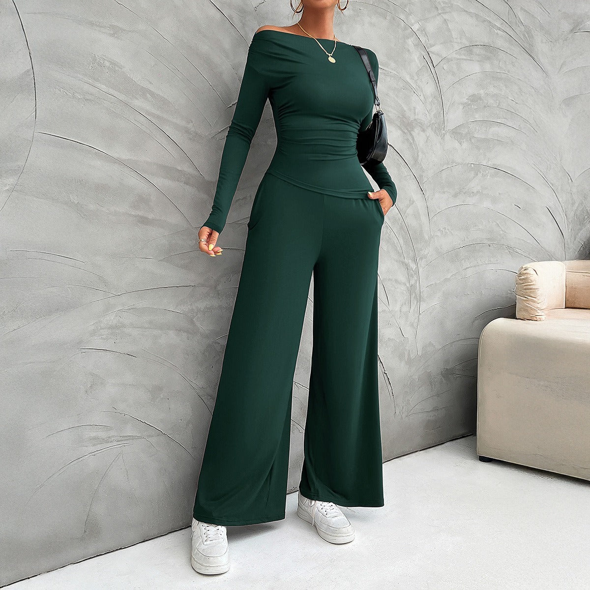 Women's Clothing Fashionable Fitted Long Sleeve Top Suit