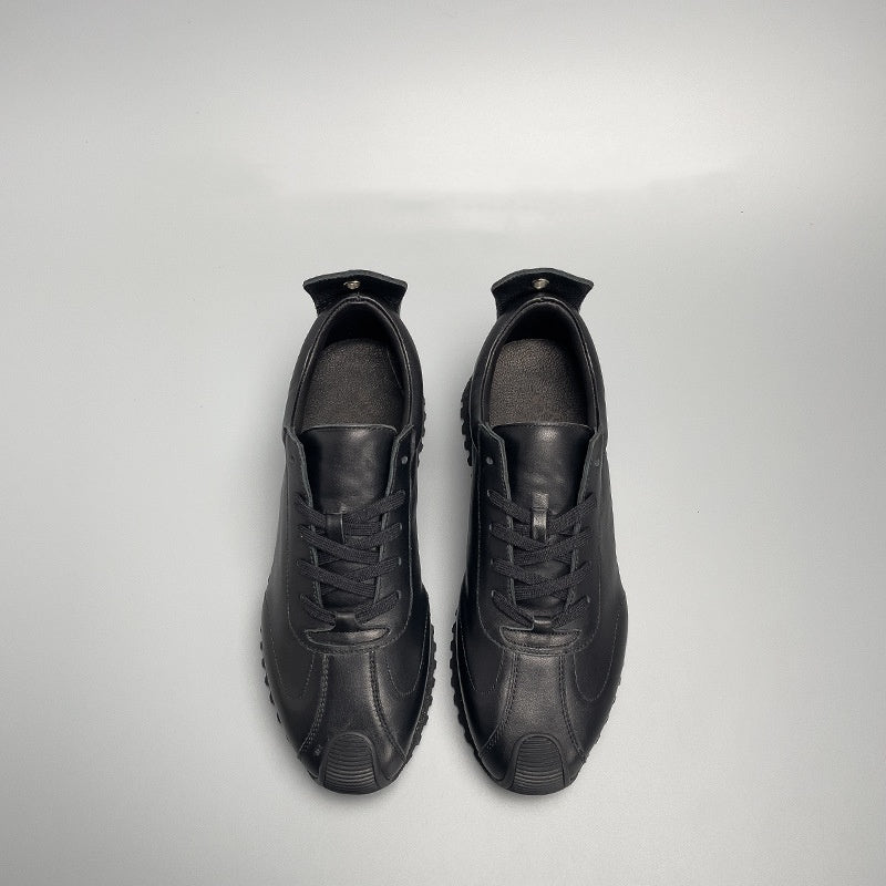 Simple Black Cowhide Casual Men's Genuine Leather Shoes