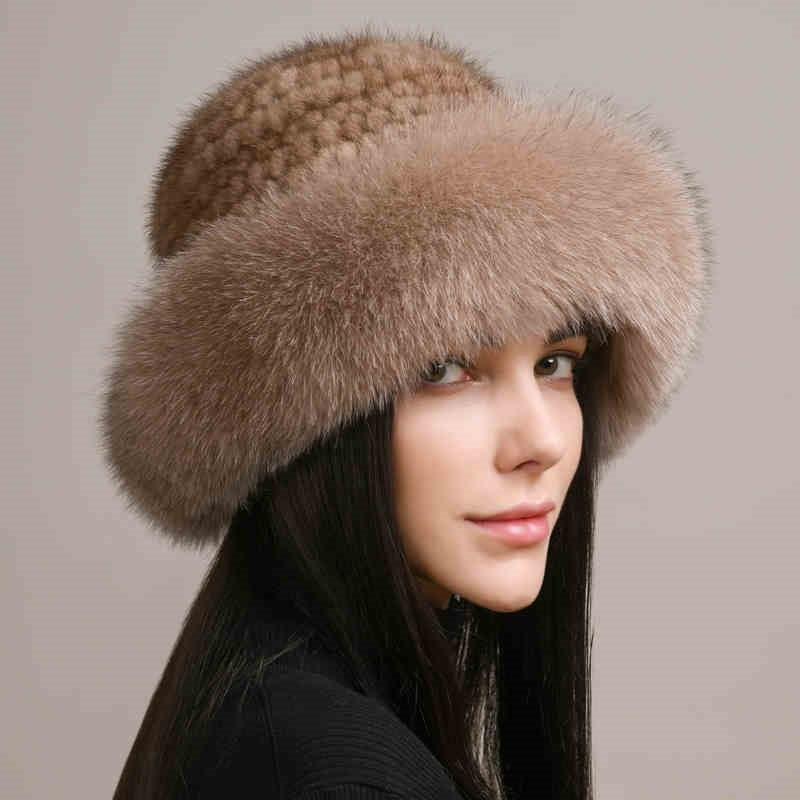 Mink Hair Hat Lady Braided Fur Winter Winter