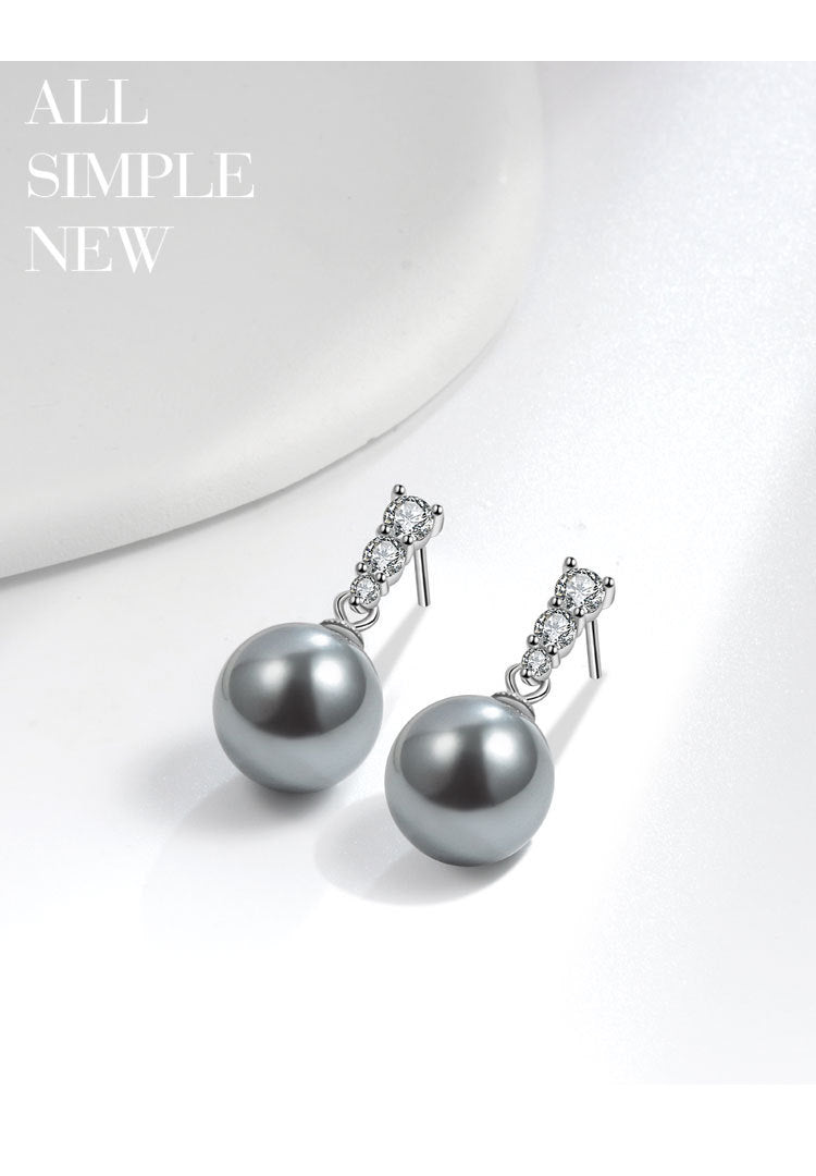 Women's Small Exquisite Shining Diamond Pearl Earrings