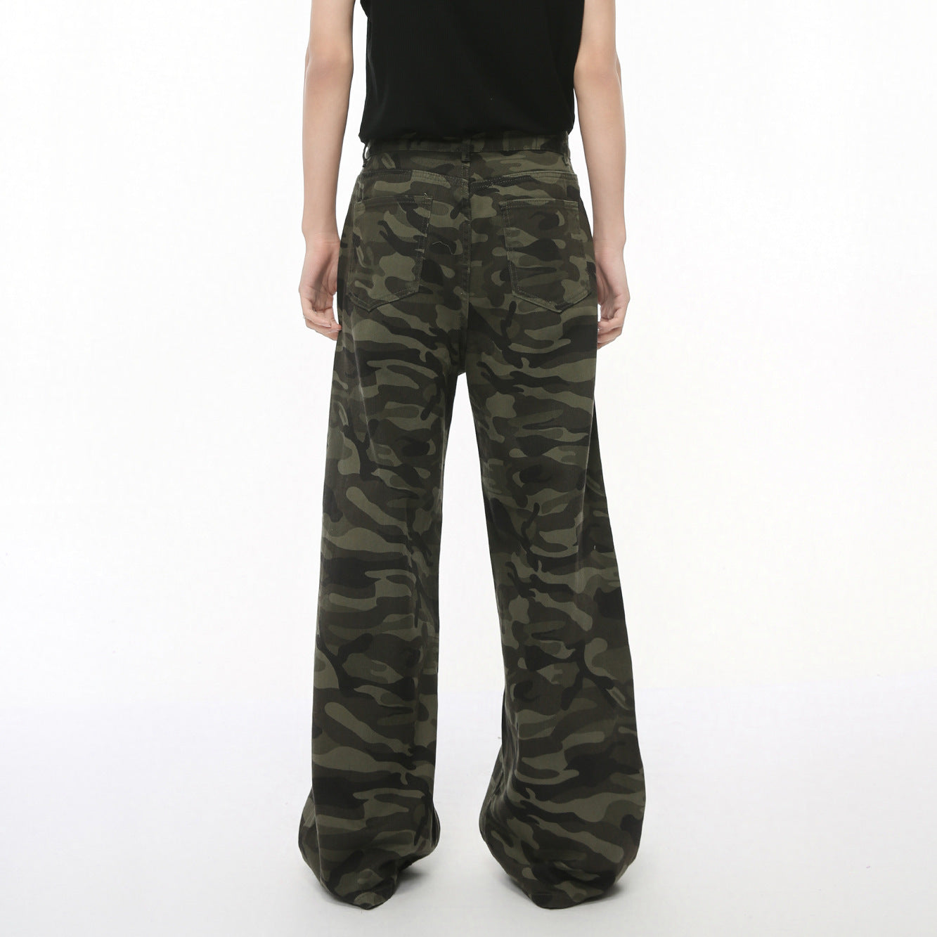 American Retro High Street Camouflage Straight Wide Leg Jeans