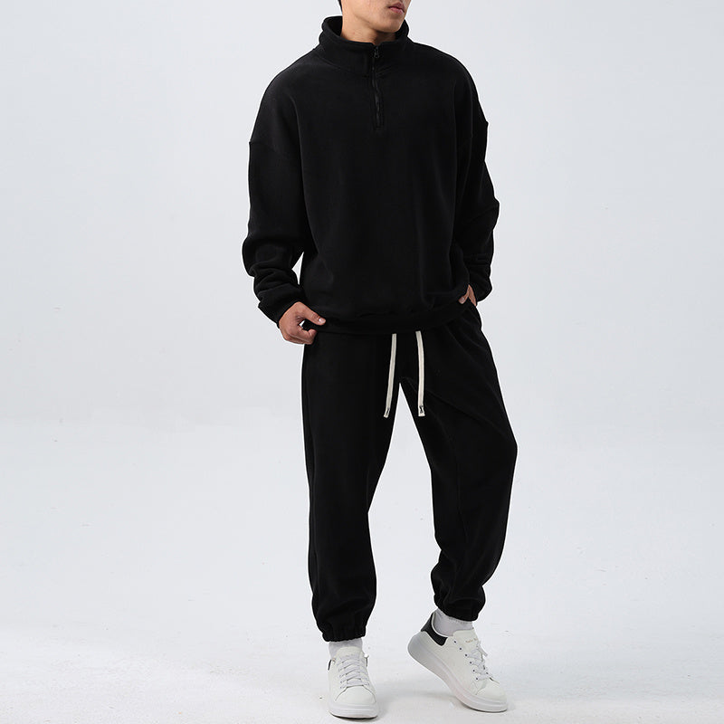 Sports Suit Men's Wide Loose Fleece Long Sleeve Casual Sweatshirt Sweatpants