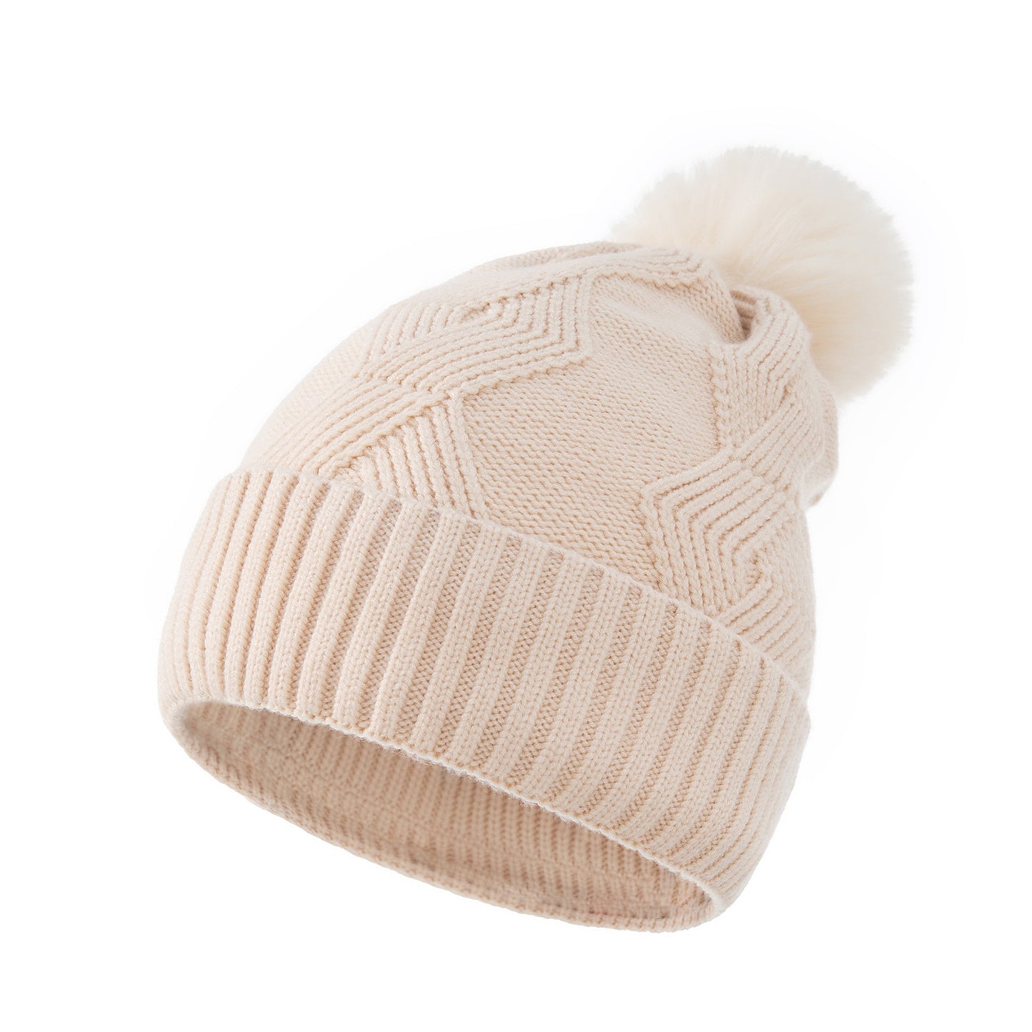 Ladies Winter Woolen Caps Solid Color Single Ball Core-spun