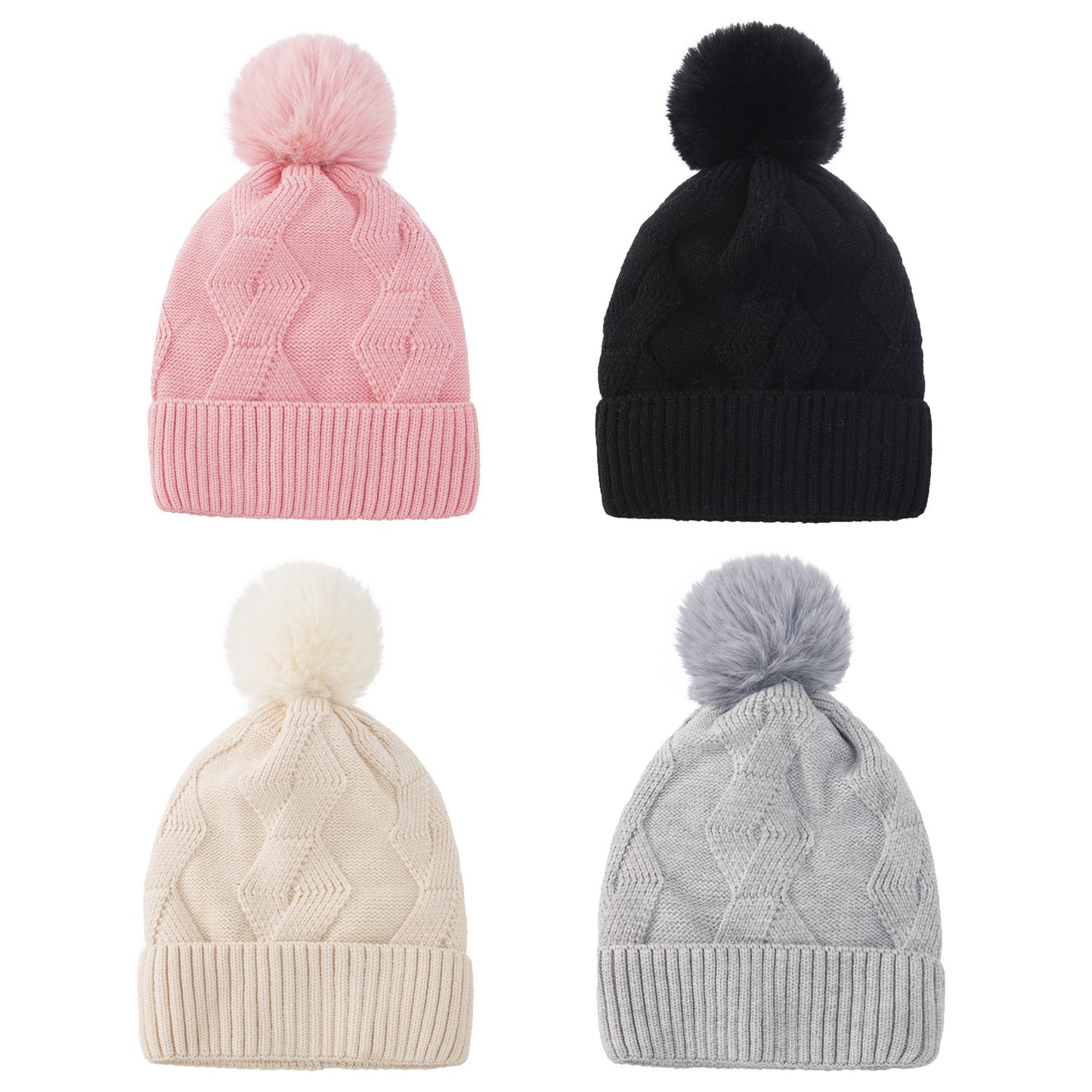 Ladies Winter Woolen Caps Solid Color Single Ball Core-spun