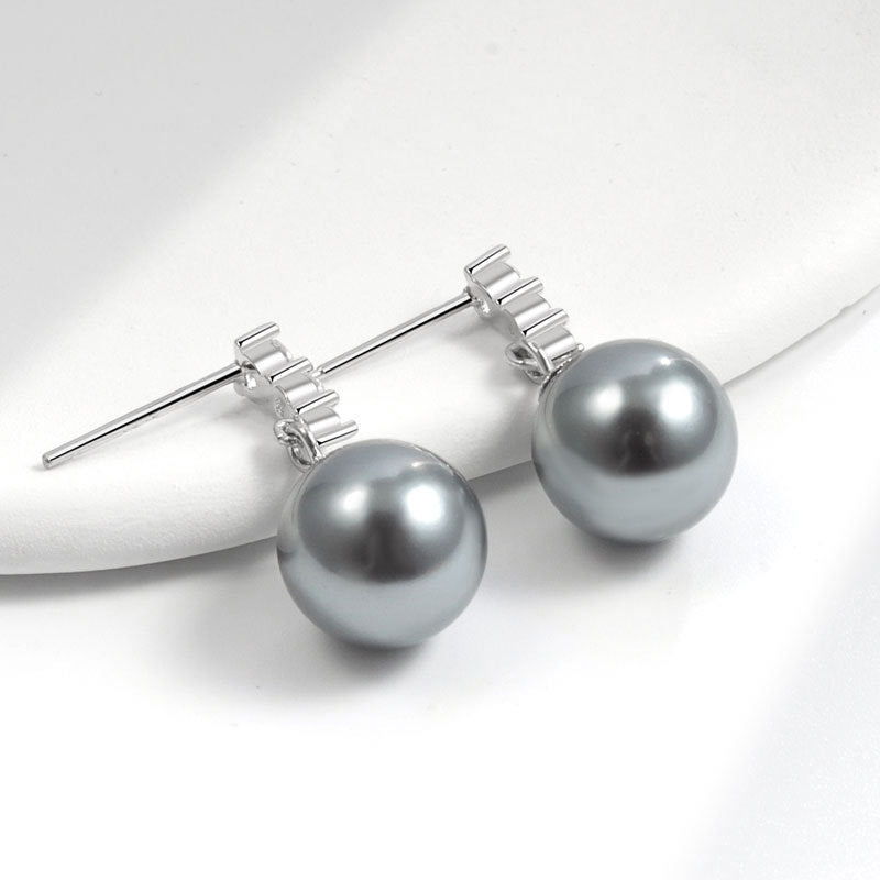 Women's Small Exquisite Shining Diamond Pearl Earrings