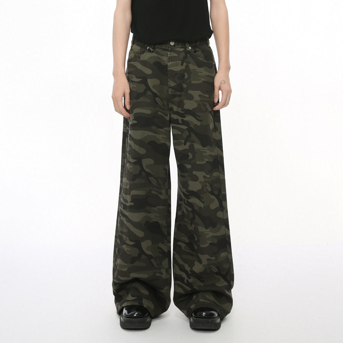 American Retro High Street Camouflage Straight Wide Leg Jeans