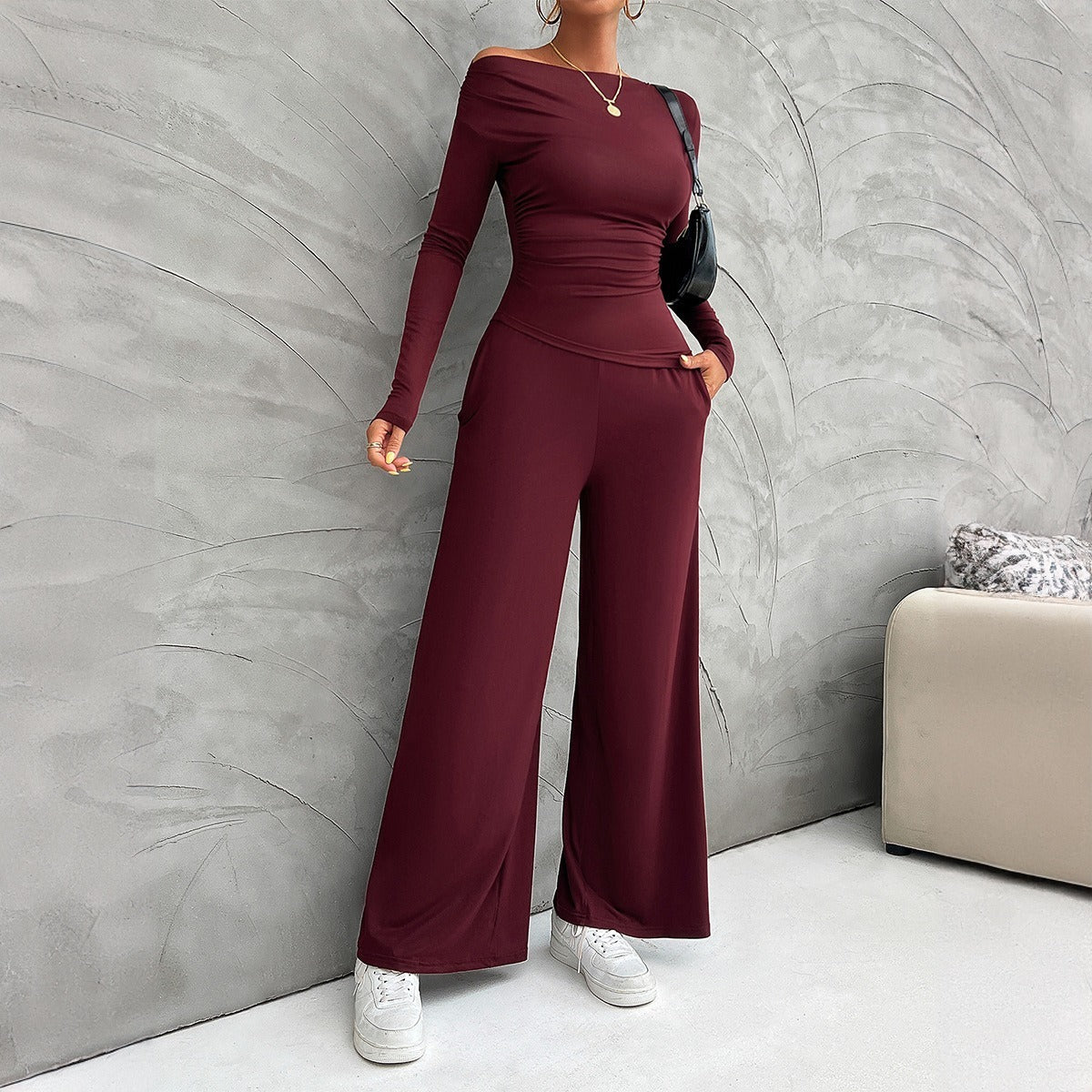 Women's Clothing Fashionable Fitted Long Sleeve Top Suit