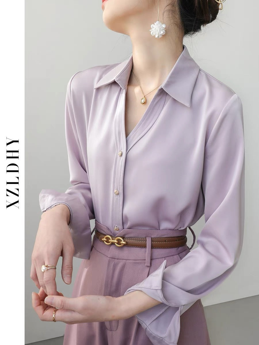 Long-sleeved Purple New Inner Wear French Top