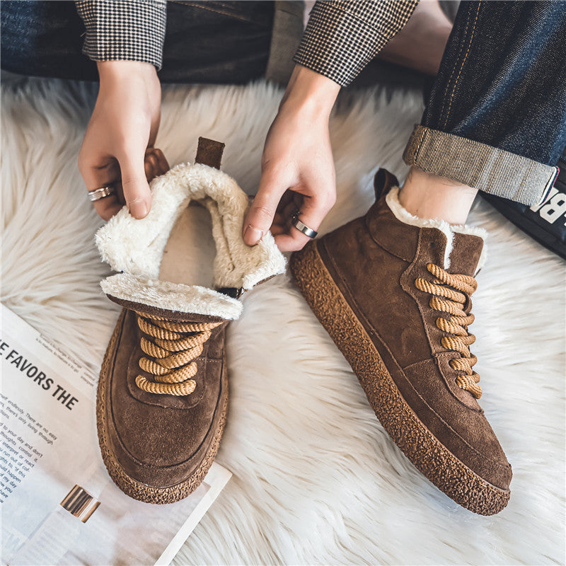 Men's Platform Mid-top Casual Suede Skate Shoes